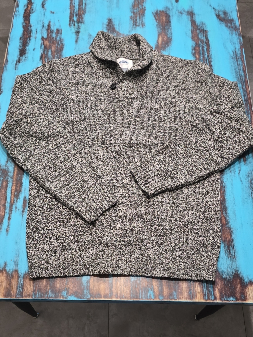 Old Navy Gray Marled Shawl Collar Sweater